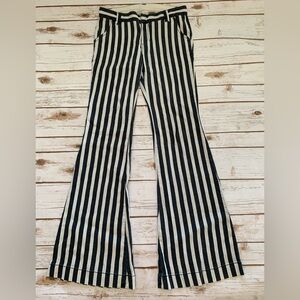 Free People Cream and Black Striped Pants - Size 0